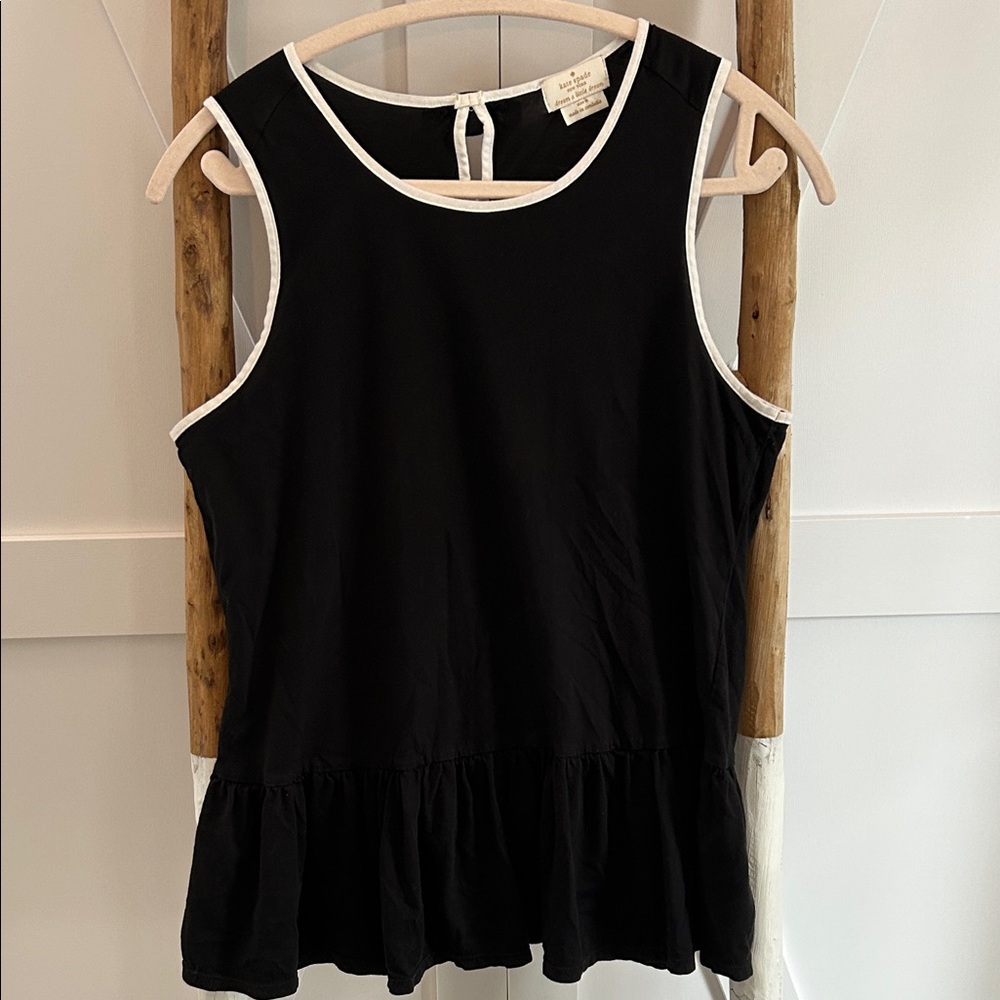 Kate Spade Black and White Peplum Tank Top